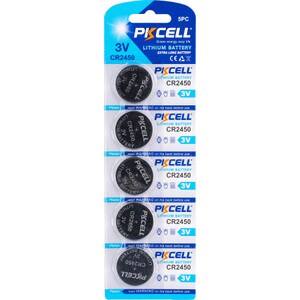 PKCELL CR2450 Coin Cell 3.0V Lithium Battery 5-Pack